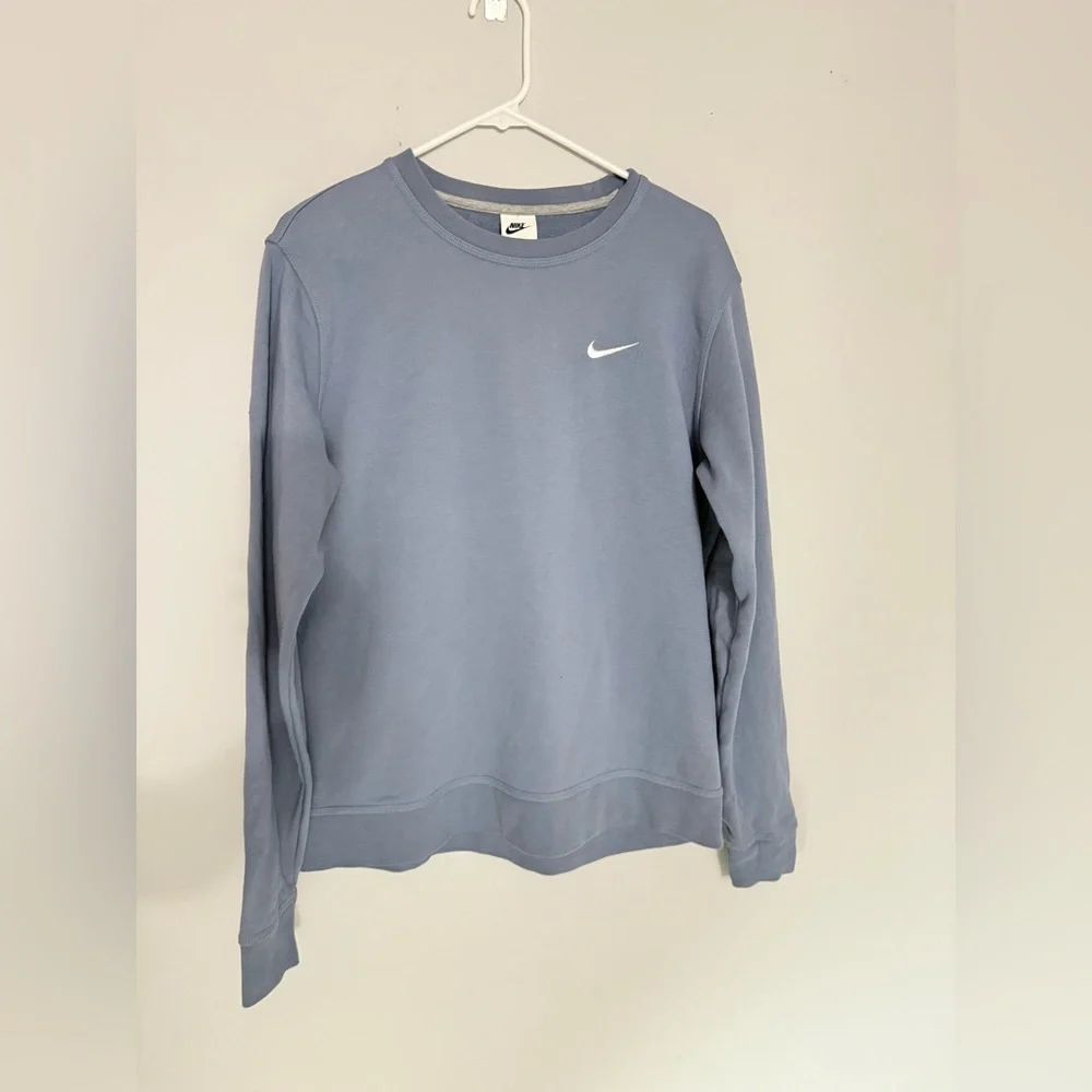 Nike Crewneck Basic Sweatshirt Slate Blue Cotton Sweatshirt Size L - Picture 3 of 10